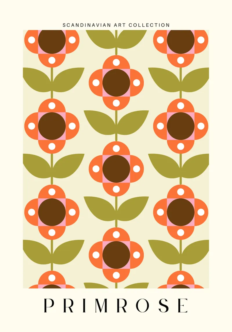 Primula - Geometria floreale nordica tela con Cornice a cassetta da Studio Mooodz