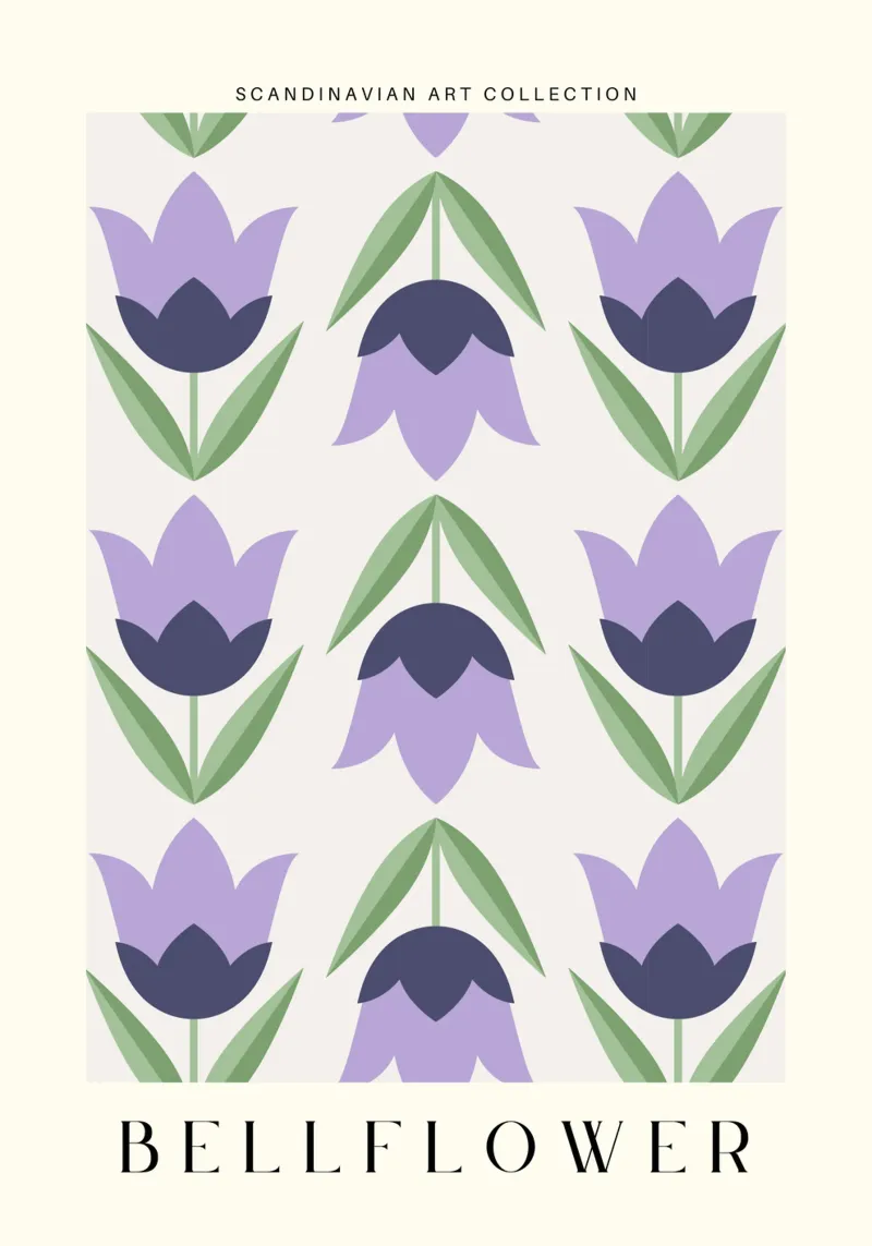 Glockenblume - Nordic Floral Serenity Leinwand mit Schattenfugenrahmen von Studio Mooodz