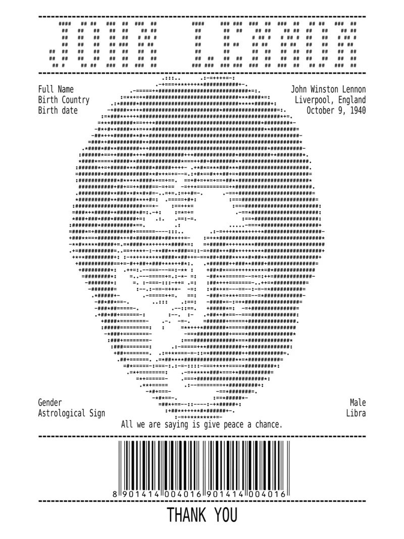L'art du reçu - Citations de John Lennon poster avec cadre en aluminium de Doa Project