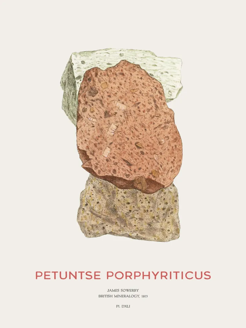 Porphyr oder Petuntse Porphyriticus Poster mit Kunststoffrahmen von Vintagrafica