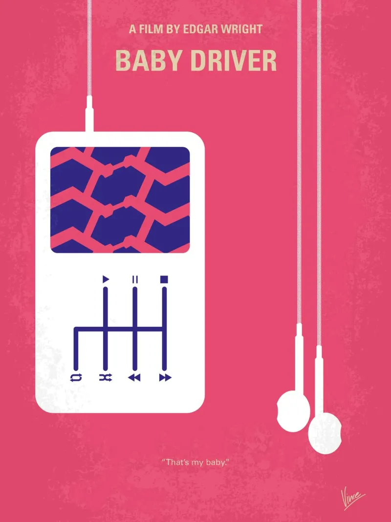 No872 My Baby Driver minimal movie poster poster con telaio in legno da Chungkong