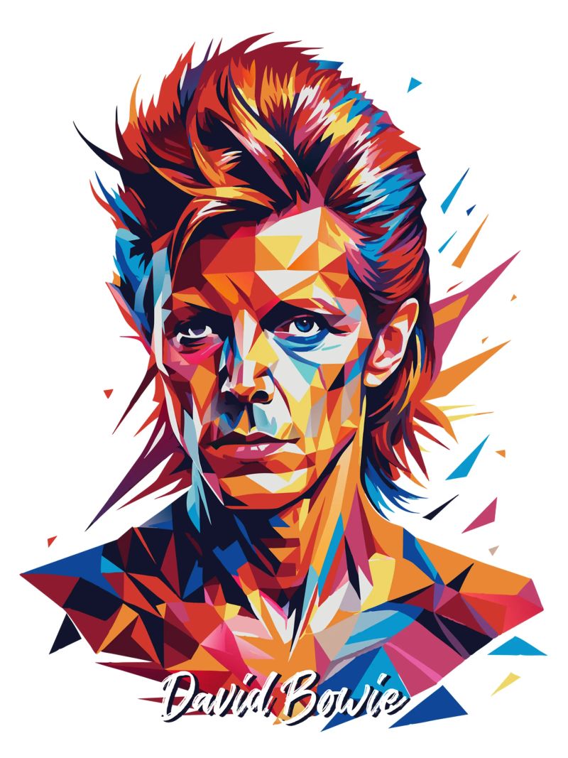 David Bowie in WPAP Pop Art pellicola backlit da vectorartnesia