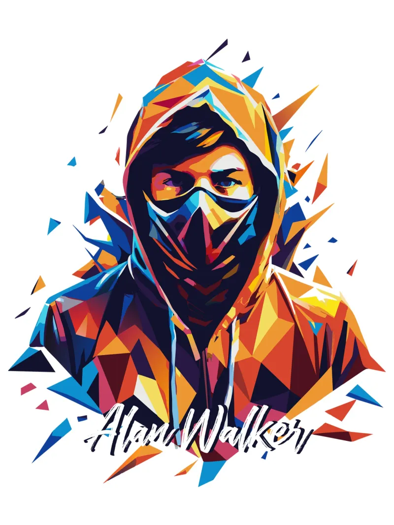Alan Walker ritratto Wpap Pop Art pellicola backlit da vectorartnesia
