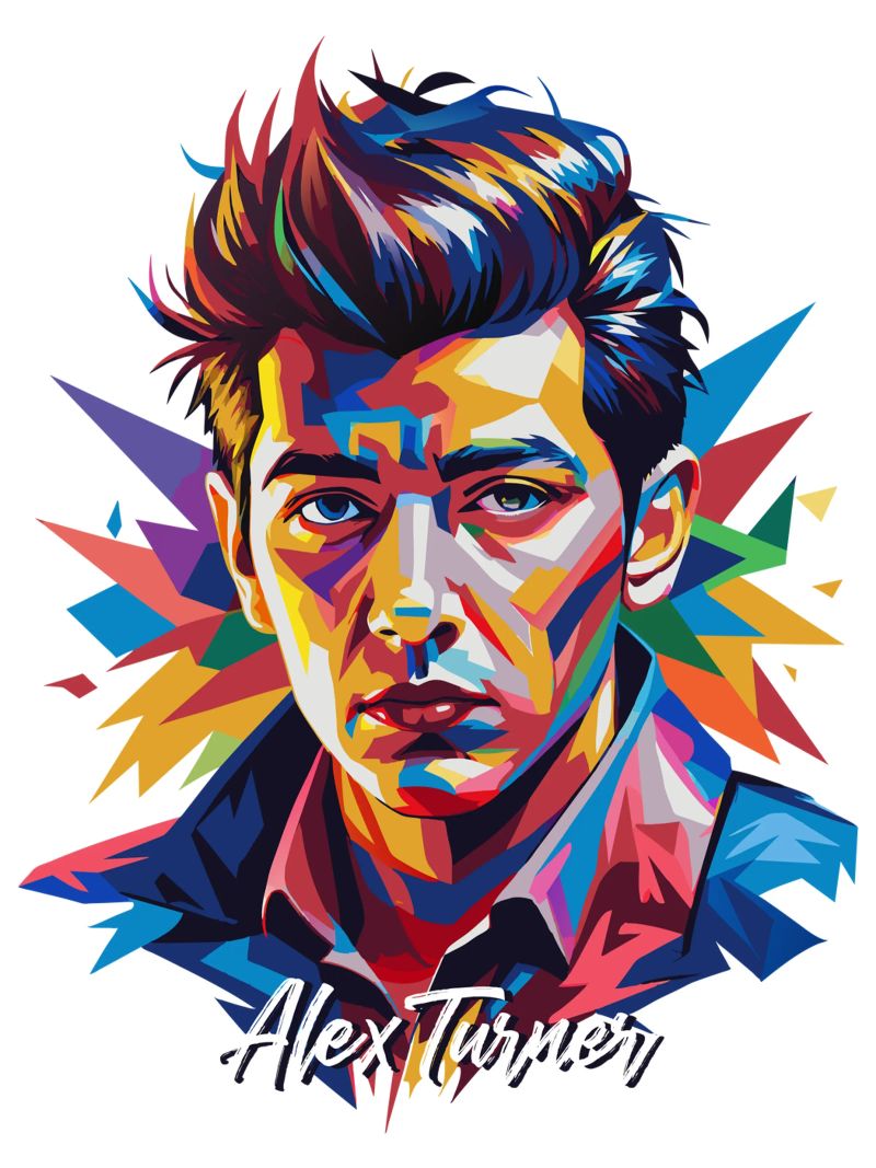 Alex Turner Portrait in WPAP Pop Art pellicola backlit da vectorartnesia
