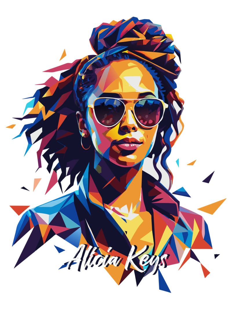 Alicia Keys Portrait in WPAP Pop Art poster da vectorartnesia