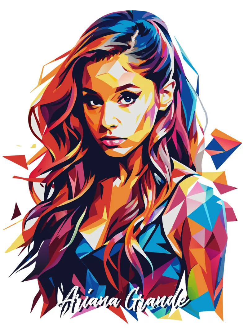 Ariana Grande Portrait in WPAP Pop Art carta hahnemühle da vectorartnesia