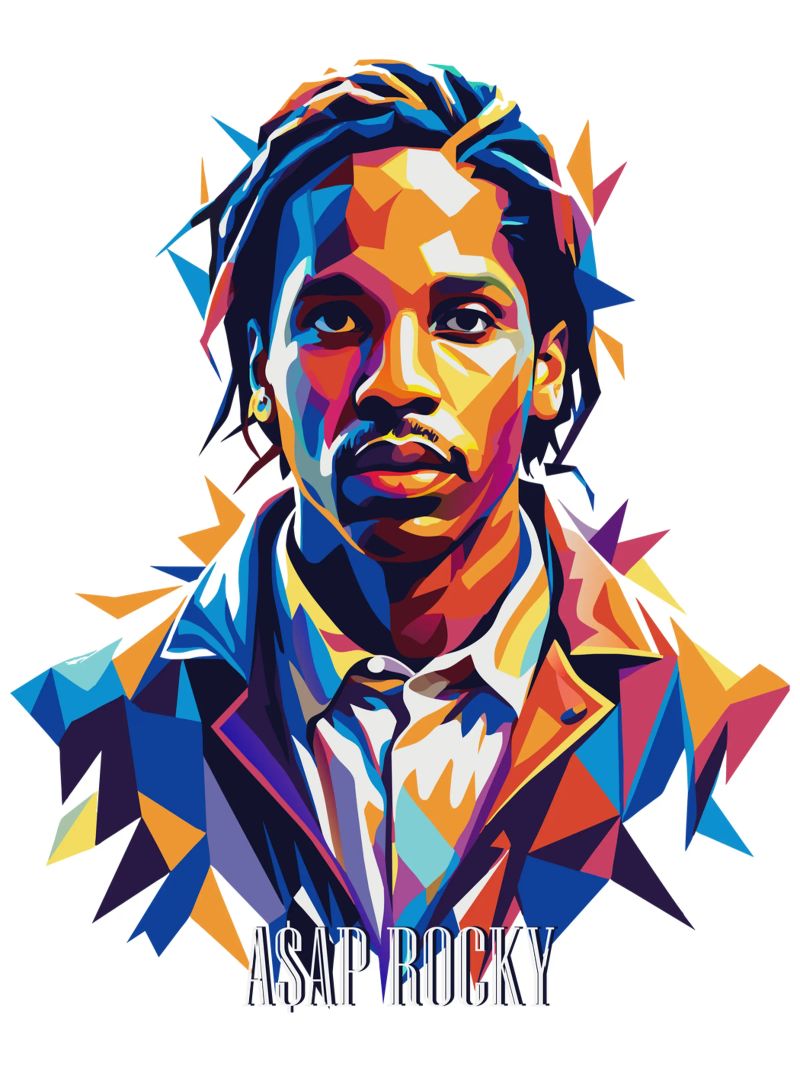 Asap Rocky Portrait in WPAP pellicola backlit da vectorartnesia