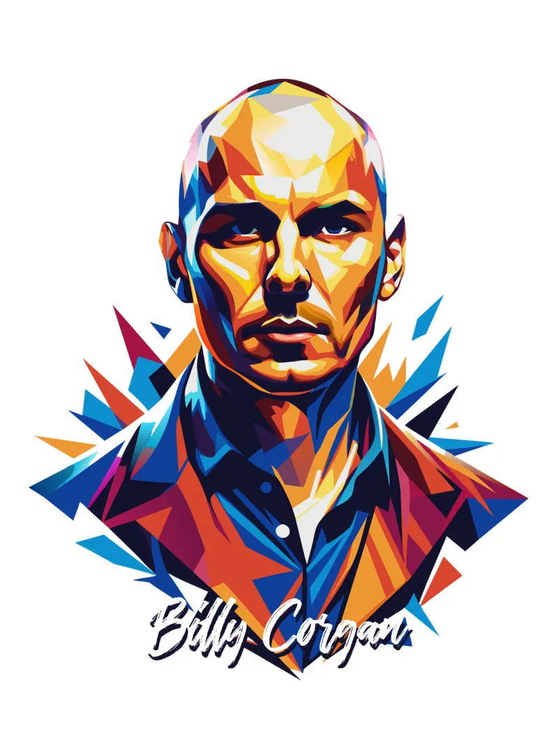 Billy Corgan Portrait in WPAP Pop Art pellicola backlit da vectorartnesia