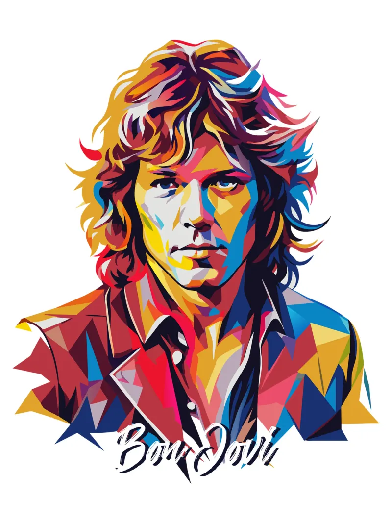 Bon Jovi Portrait in WPAP Pop Art pellicola backlit da vectorartnesia