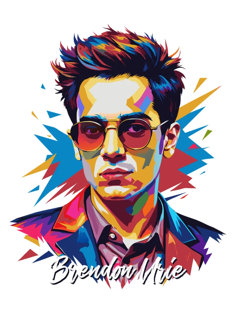 Brendon Urie Portrait in WPAP Pop Art pellicola backlit da vectorartnesia