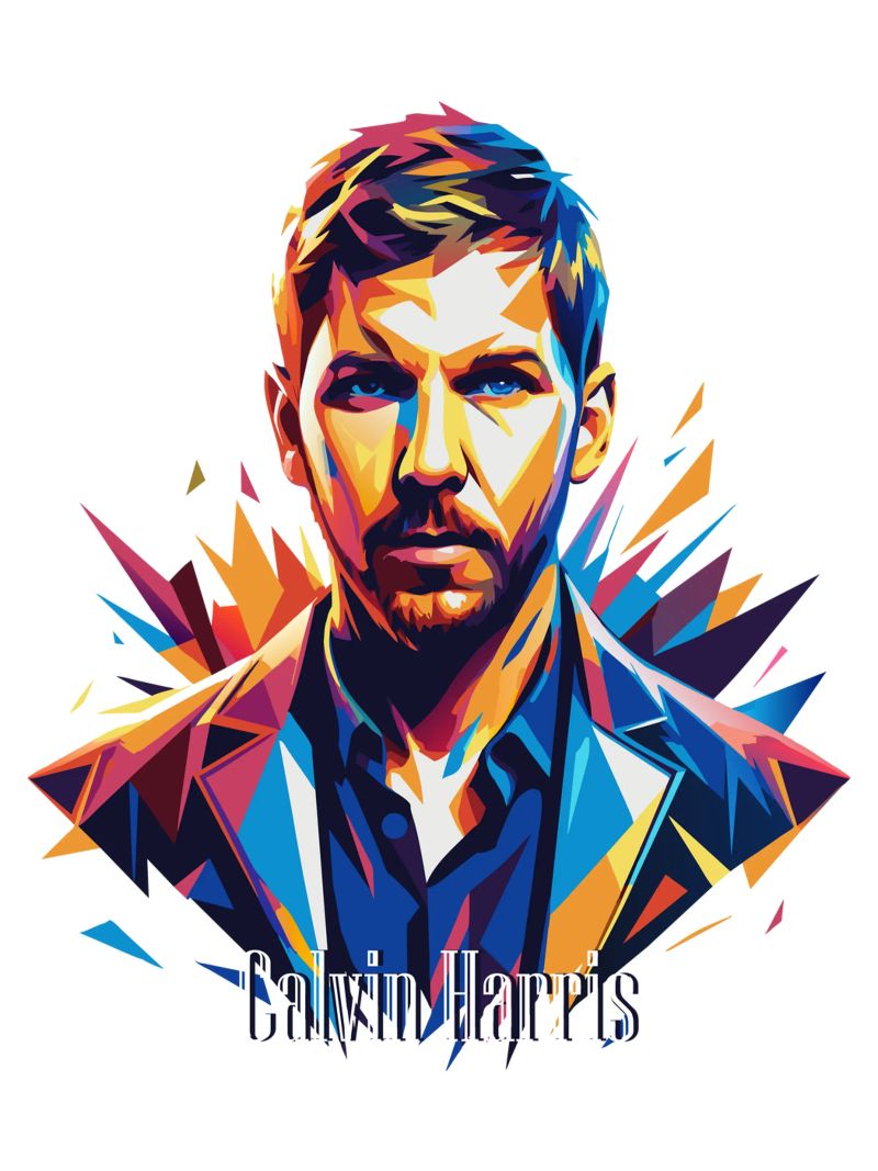 Calvin Harris Portrait in WPAP Pop Art pellicola backlit da vectorartnesia