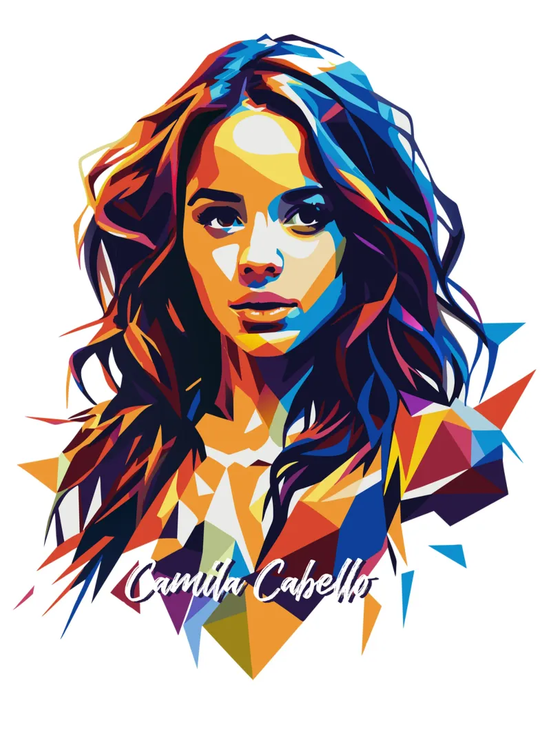 Camila Cabello Portrait in WPAP Pop Art pellicola backlit da vectorartnesia
