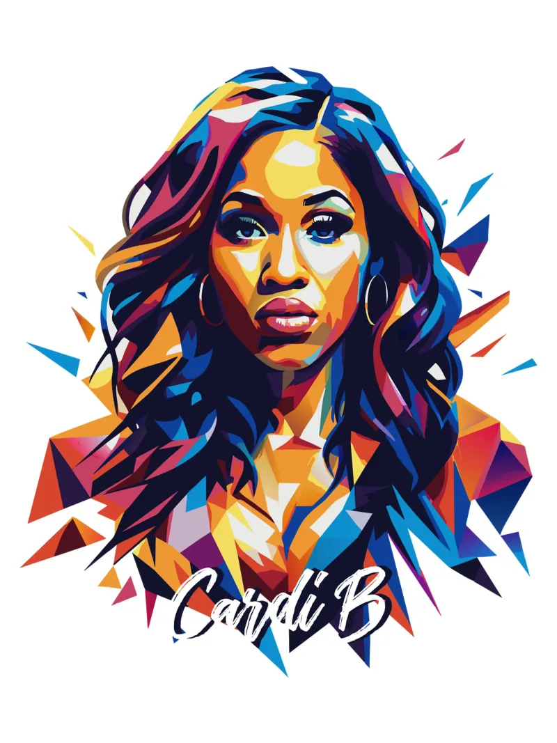 Cardi B Portrait in WPAP Pop Art pellicola backlit da vectorartnesia