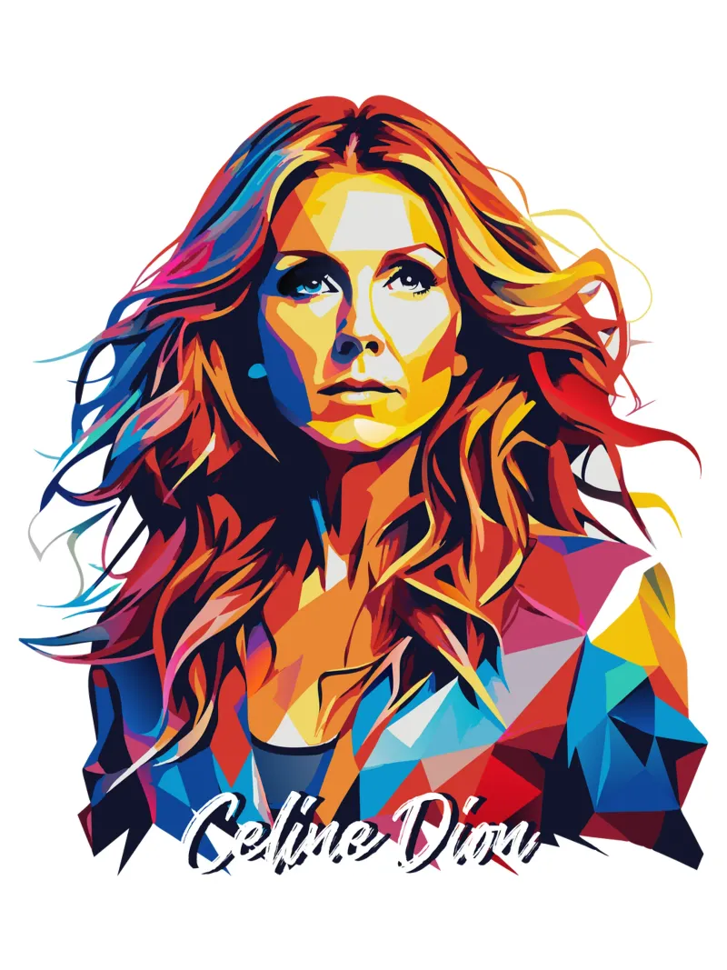 Celine Dion Portrait in WPAP Pop Art metacrilato de vectorartnesia