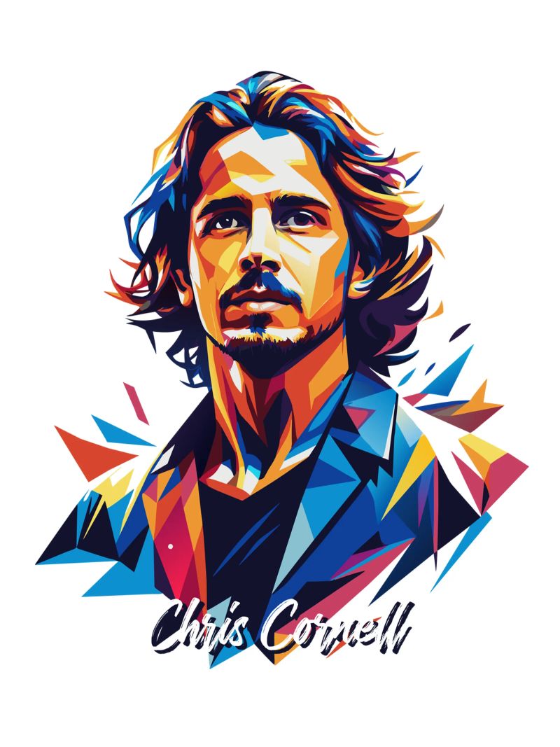 Chris Cornell Portrait in WPAP Pop Art pellicola backlit da vectorartnesia
