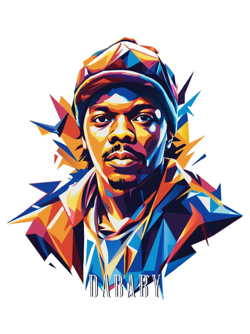 Dababy Portrait in WPAP Pop Art pellicola backlit da vectorartnesia