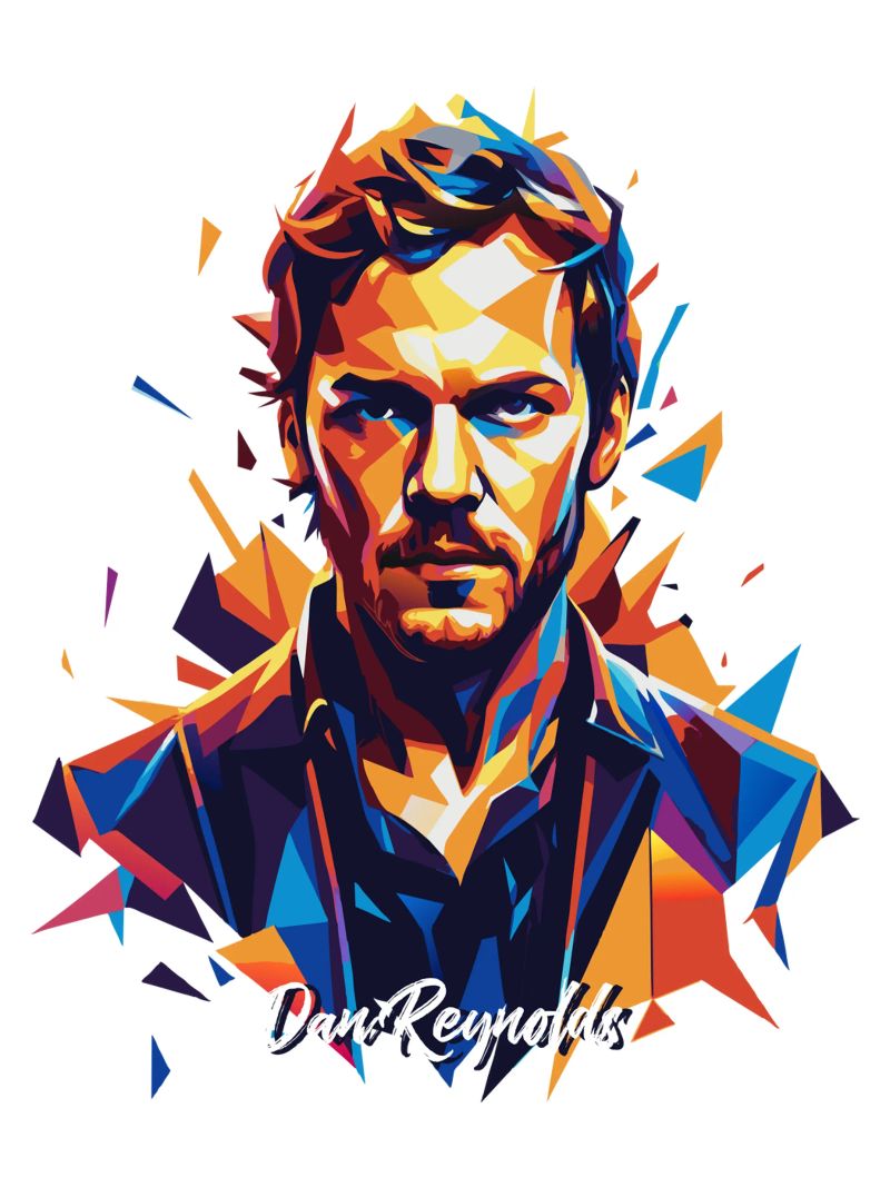 Dan Reynolds Portrait in WPAP Pop Art pellicola backlit da vectorartnesia