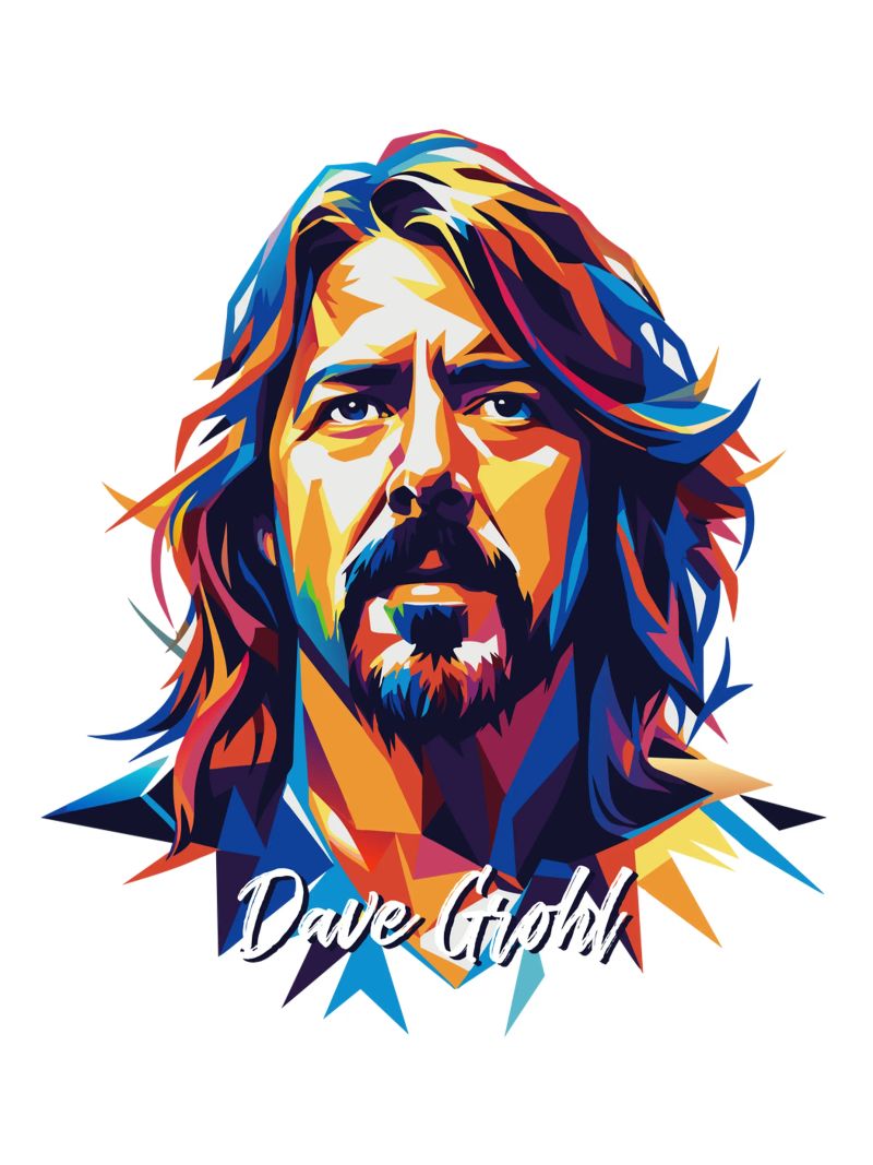 Dave Grohl Portrait in WPAP Pop Art pellicola backlit da vectorartnesia