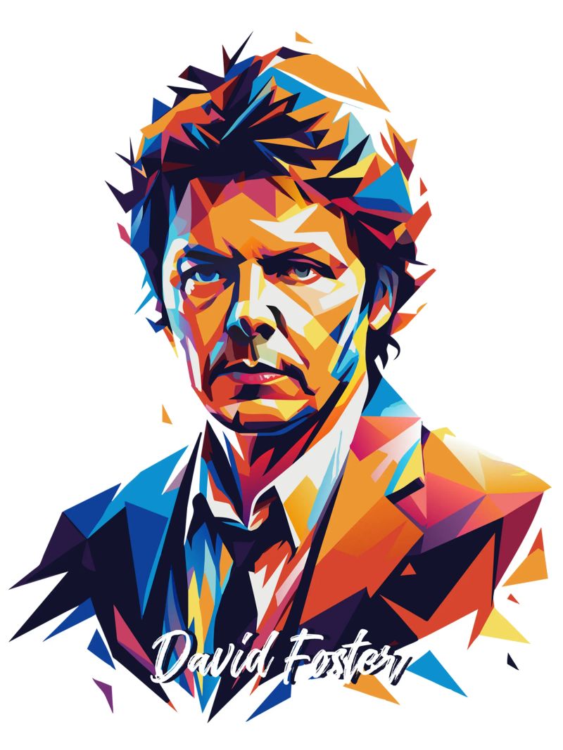 David Foster Portrait in WPAP Pop Art pellicola backlit da vectorartnesia