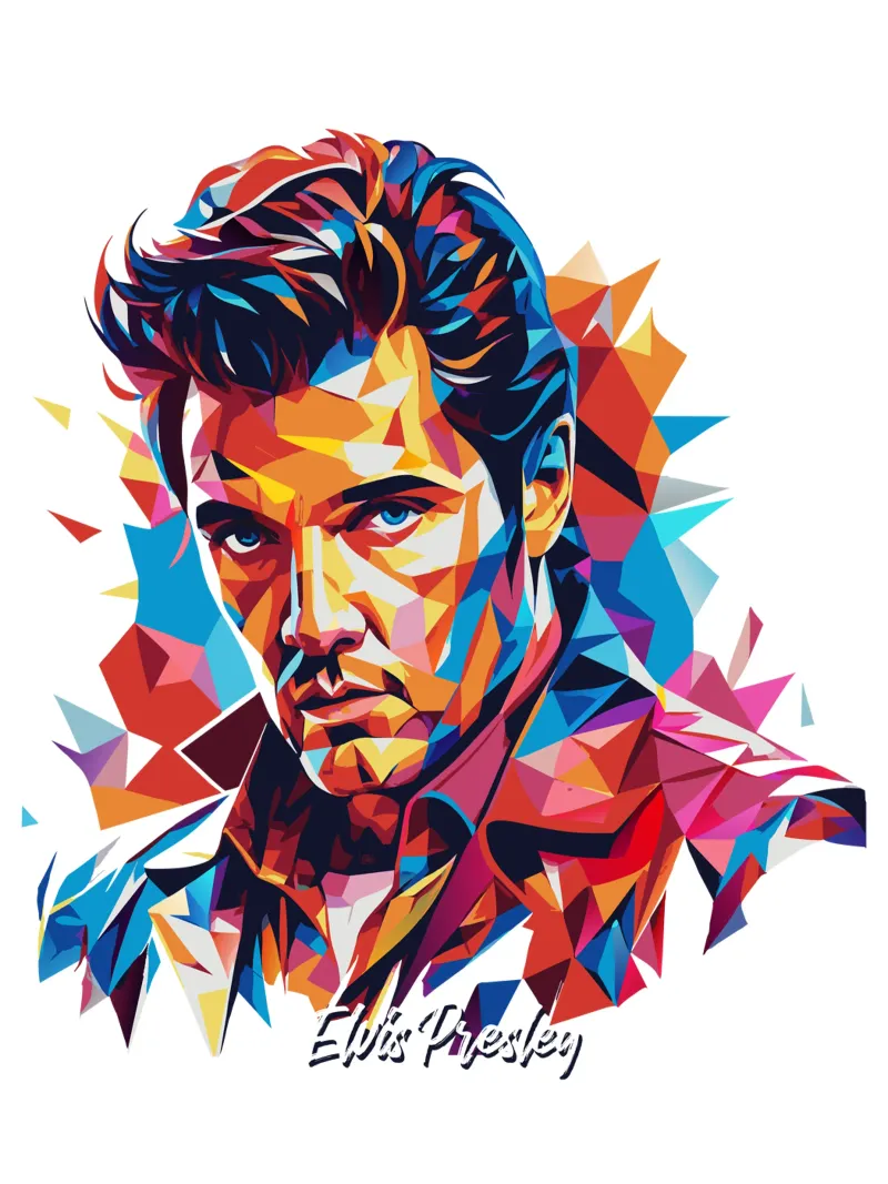 Elvis Presley Portrait in WPAP Pop Art pellicola backlit da vectorartnesia