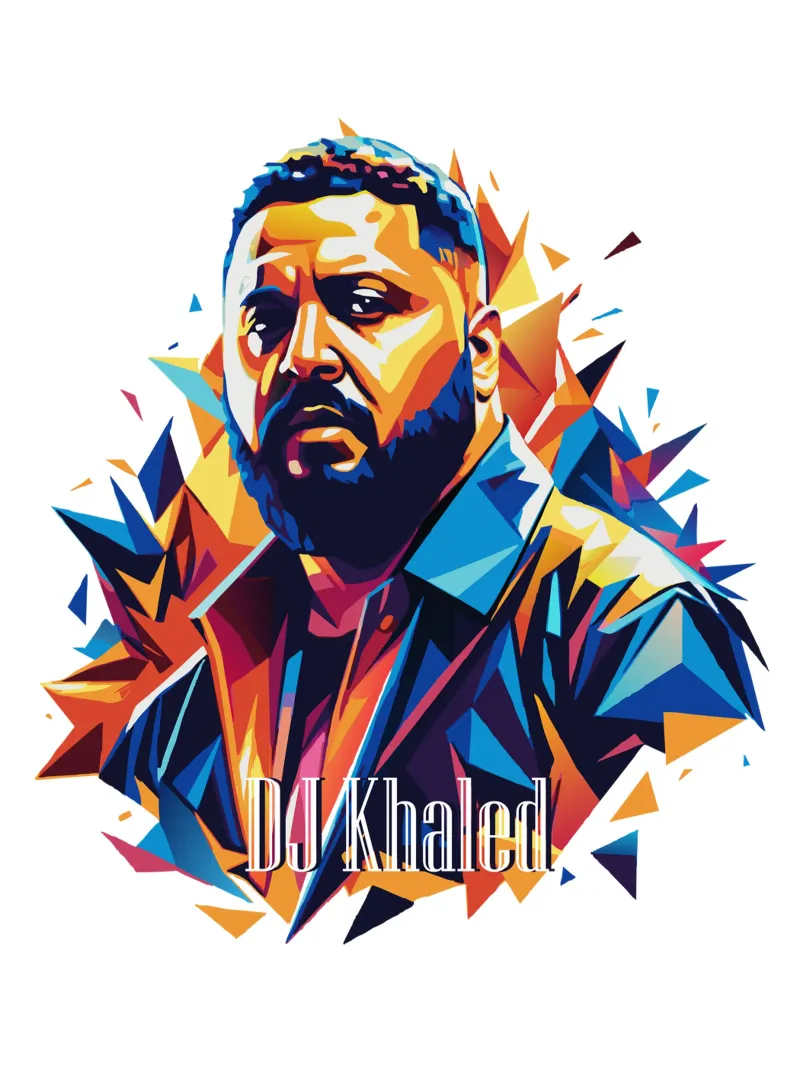 DJ Khaled Portrait in WPAP Pop Art pellicola backlit da vectorartnesia