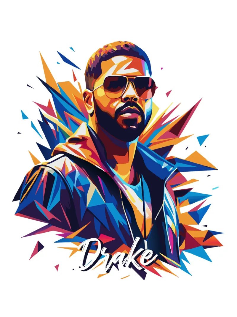 Drake Portrait in WPAP Pop Art pellicola backlit da vectorartnesia
