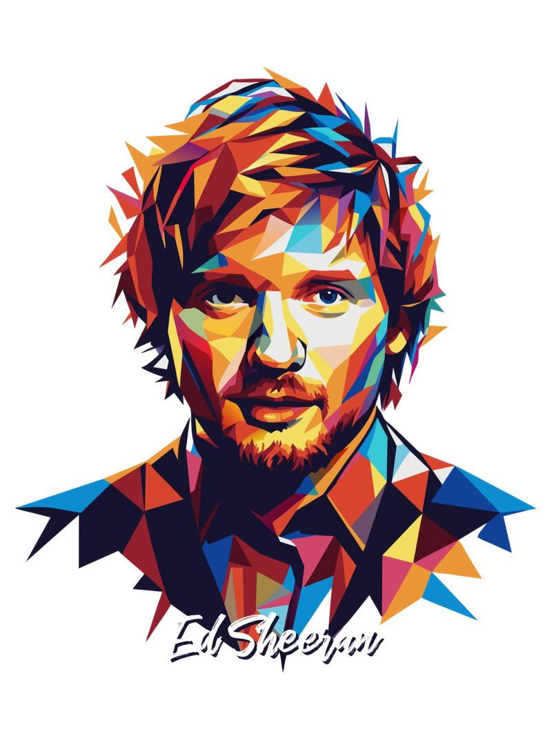 Ed Sheeran Portrait in WPAP Pop Art pellicola backlit da vectorartnesia