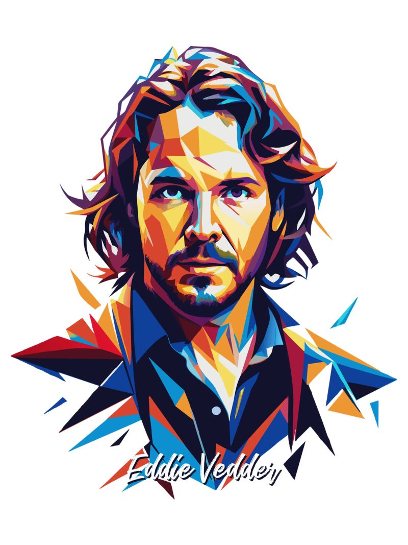 Eddie Vedder Portrait in WPAP Pop Art pellicola backlit da vectorartnesia