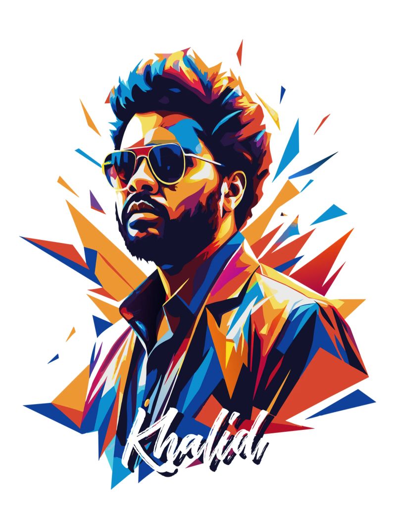 Khalid Portrait in WPAP Pop Art pellicola backlit da vectorartnesia