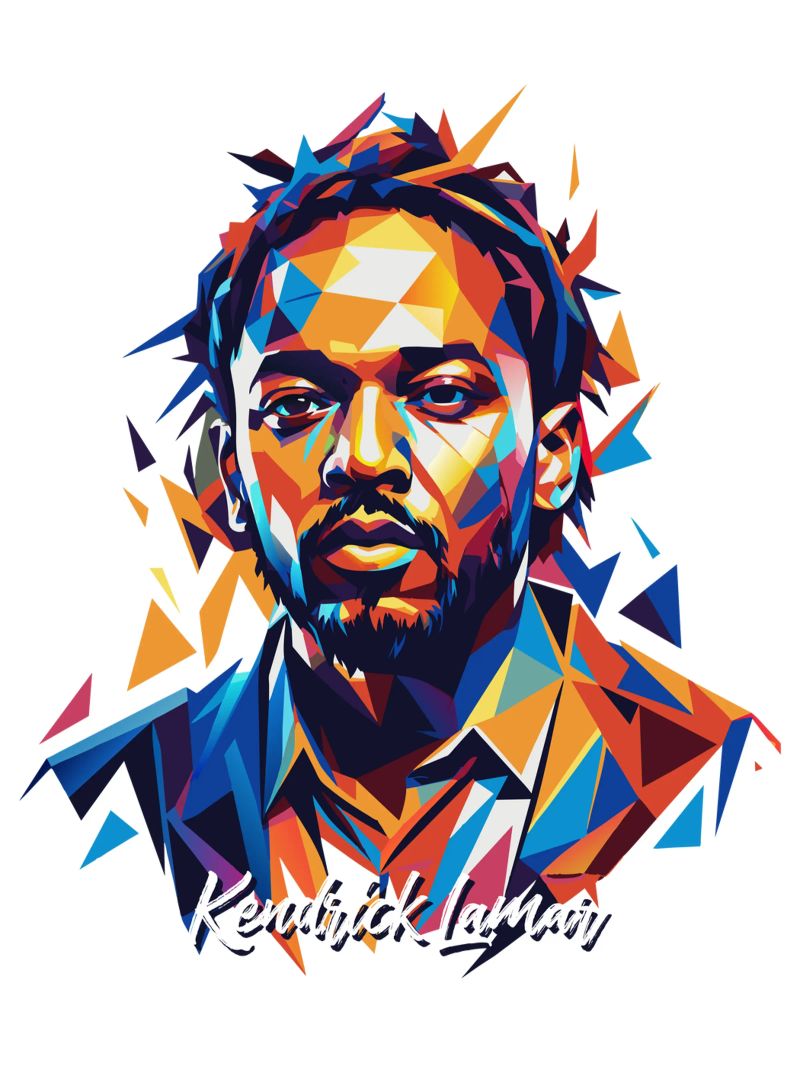 Kendrick Lamar Portrait in WPAP Pop Art plexiglass da vectorartnesia