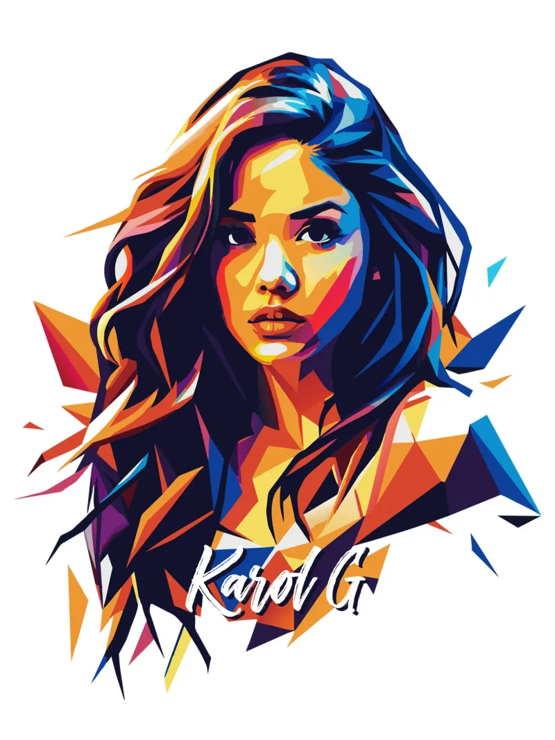 Karol G Portrait in WPAP Pop Art carta hahnemühle da vectorartnesia
