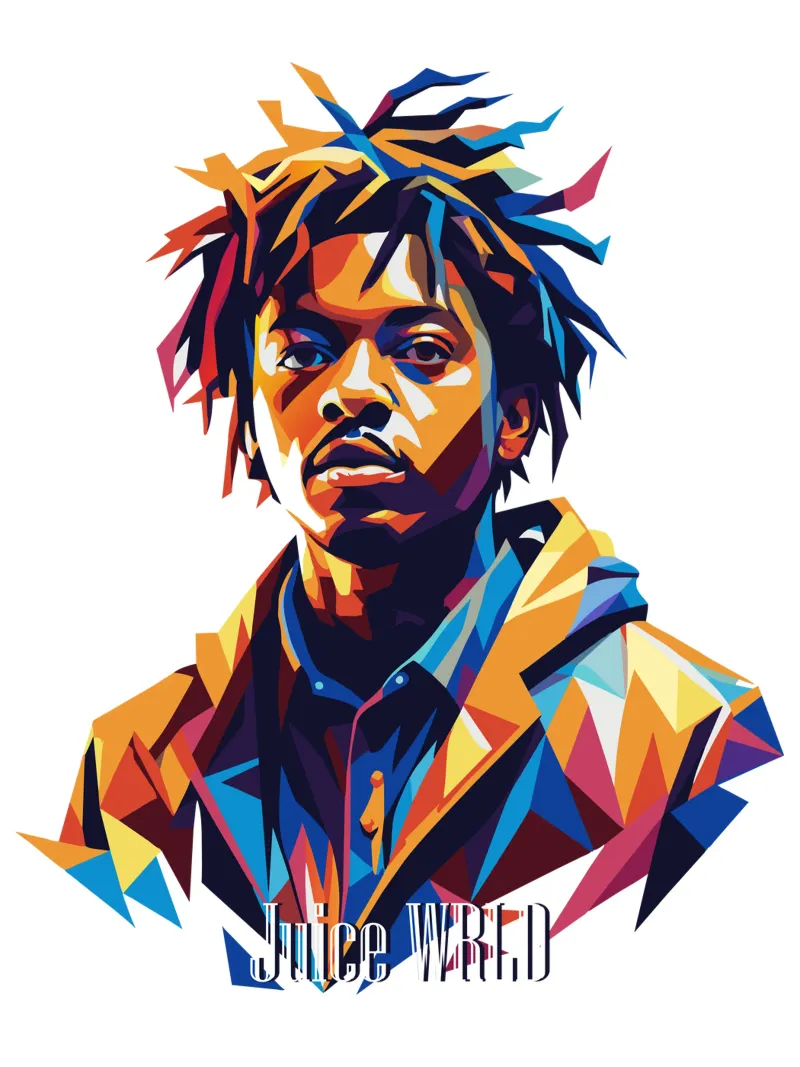 Juice WRLD Portrait in WPAP Pop Art pellicola backlit da vectorartnesia