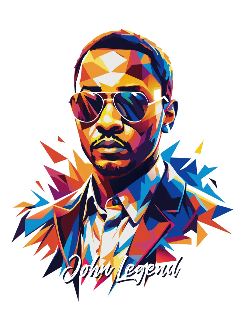 John Legend Portrait in WPAP Pop Art pellicola backlit da vectorartnesia
