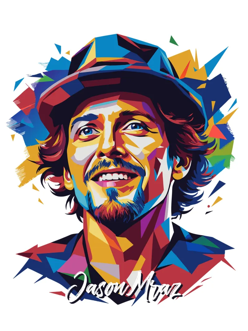 Jason Mraz Portrait in WPAP Pop Art poster da vectorartnesia