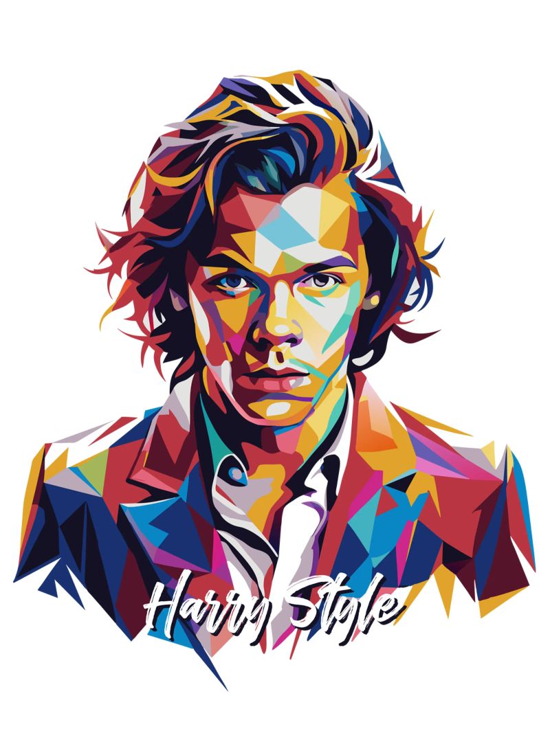 Harry Style Portrait in WPAP Pop Art pellicola backlit da vectorartnesia
