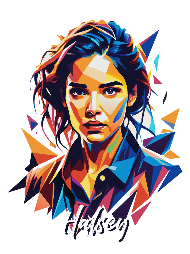 Ritratto di Halsey in WPAP Pop Art pellicola backlit da vectorartnesia