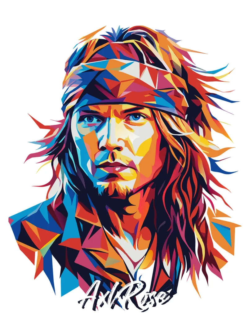 Axl Rose portrait in WPAP Pop Art pellicola backlit da vectorartnesia
