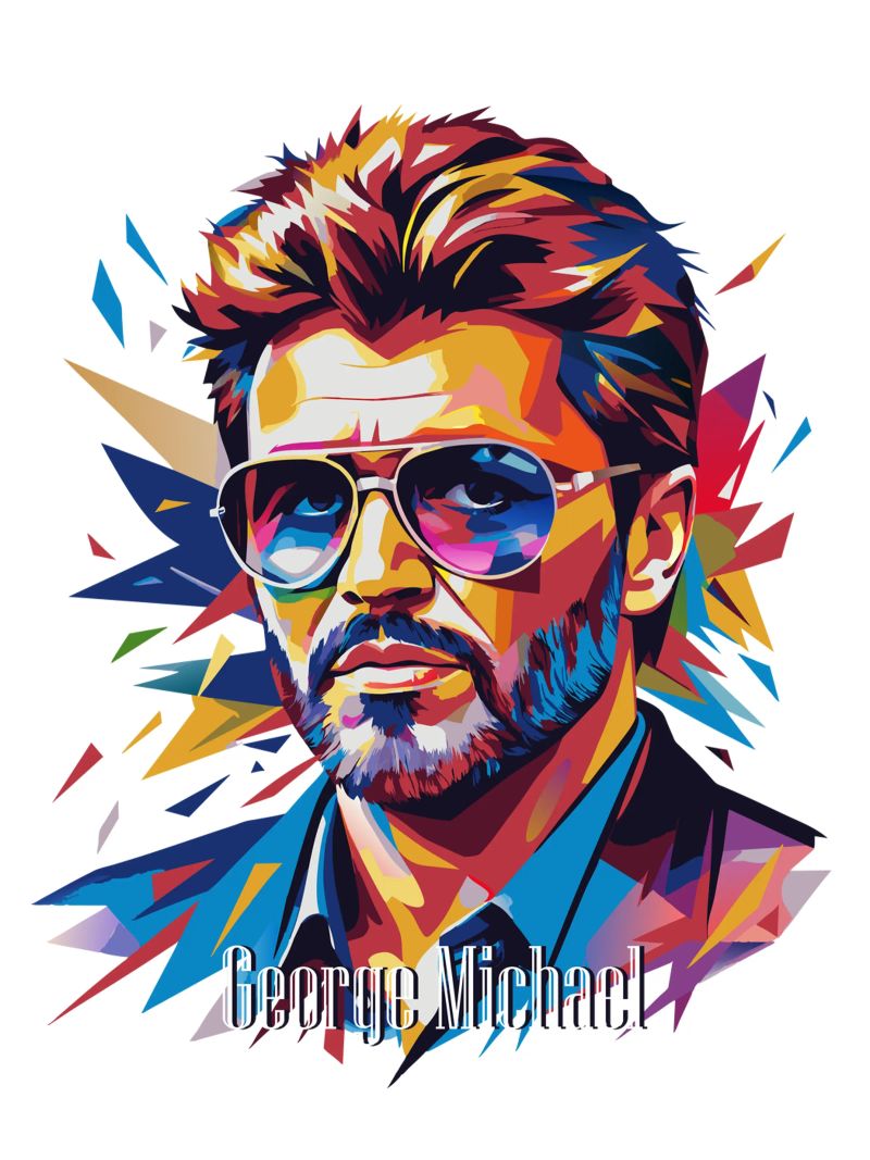 George Michael Portrait in WPAP Pop Art pellicola backlit da vectorartnesia