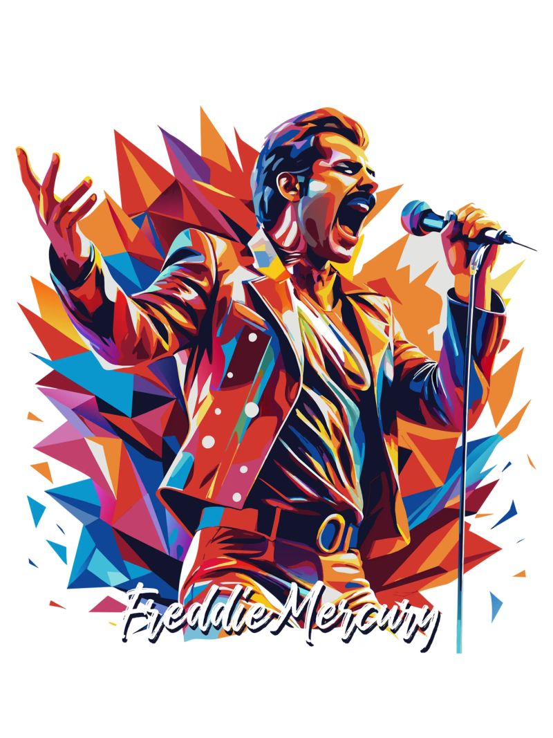 Freddie Mercury in WPAP Pop Art Poster von vectorartnesia