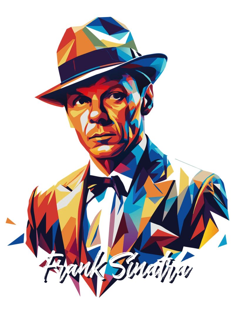Frank Sinatra Portrait in WPAP Pop Art pellicola backlit da vectorartnesia