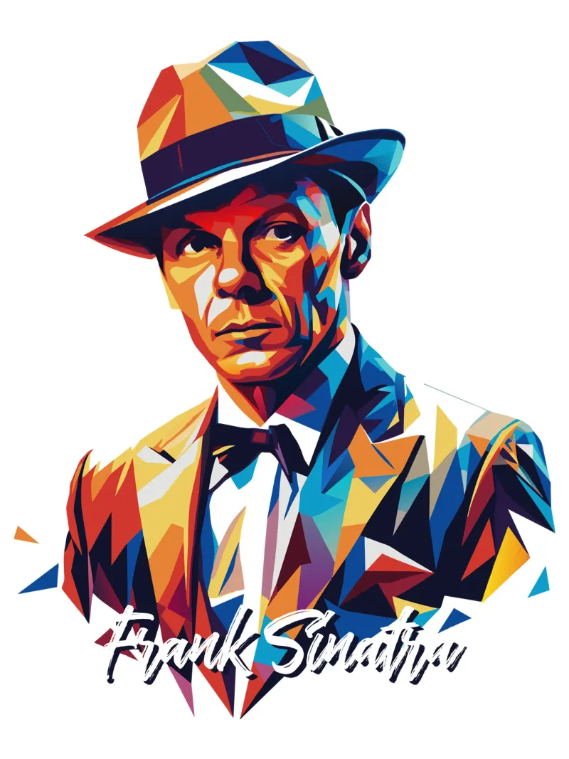 Frank Sinatra Portrait in WPAP Pop Art alluminio dibond da vectorartnesia