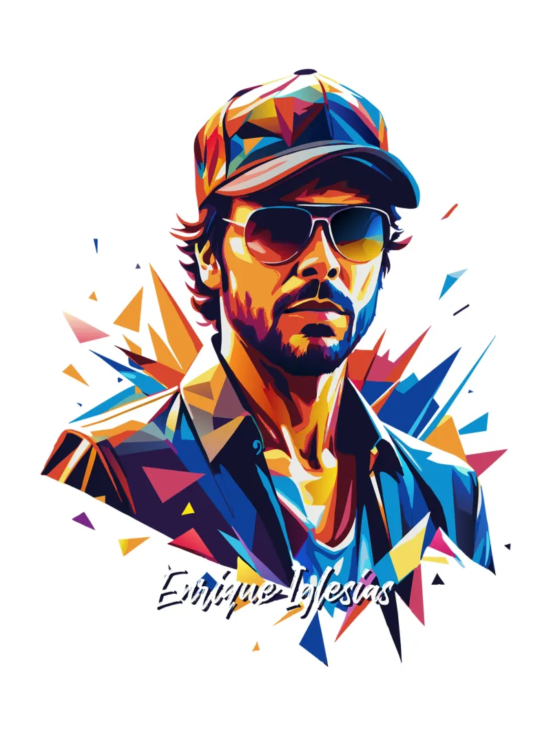 Enrique Iglesias Portrait in WPAP Pop Art pellicola backlit da vectorartnesia