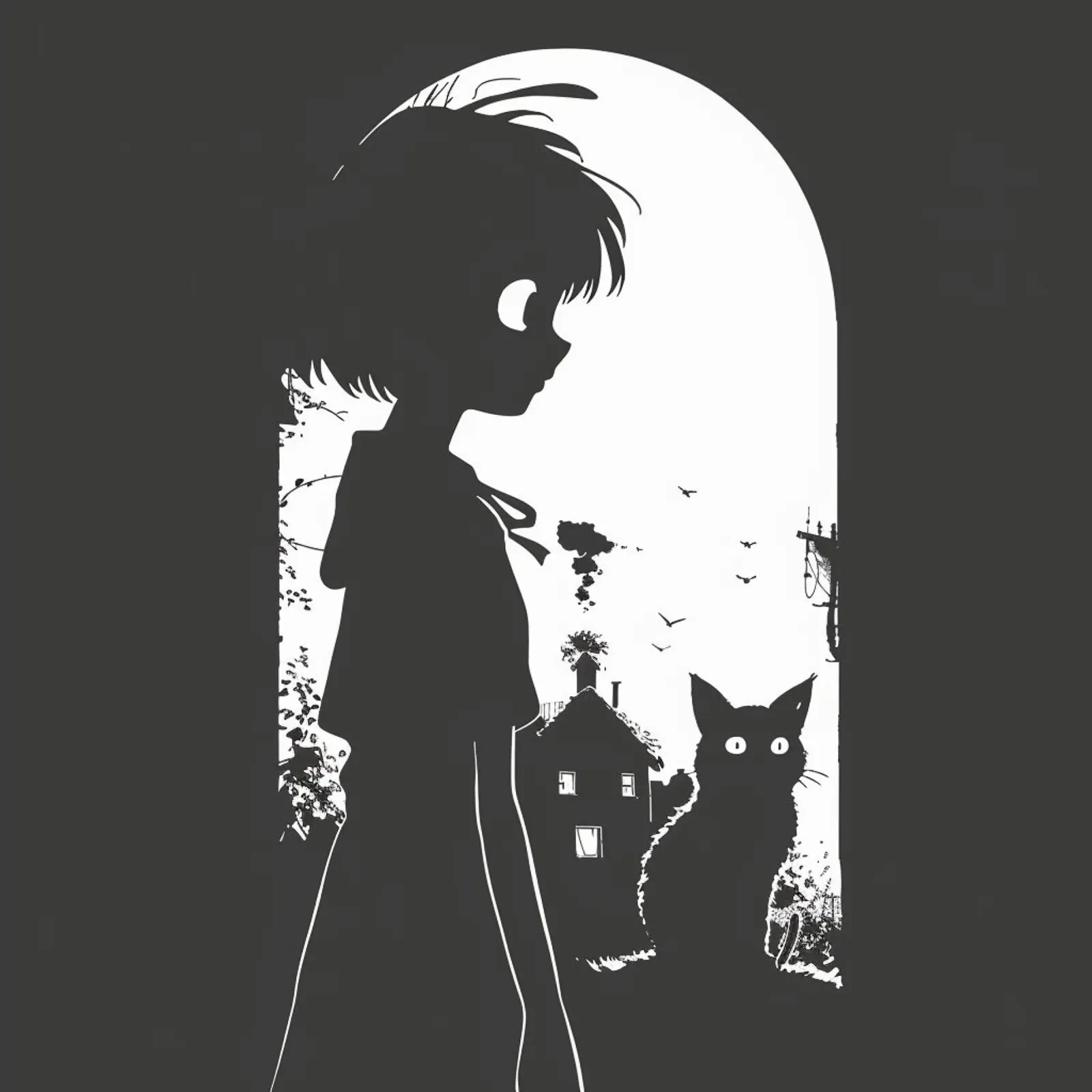 La ragazza e il gatto poster con telaio in legno da pixel