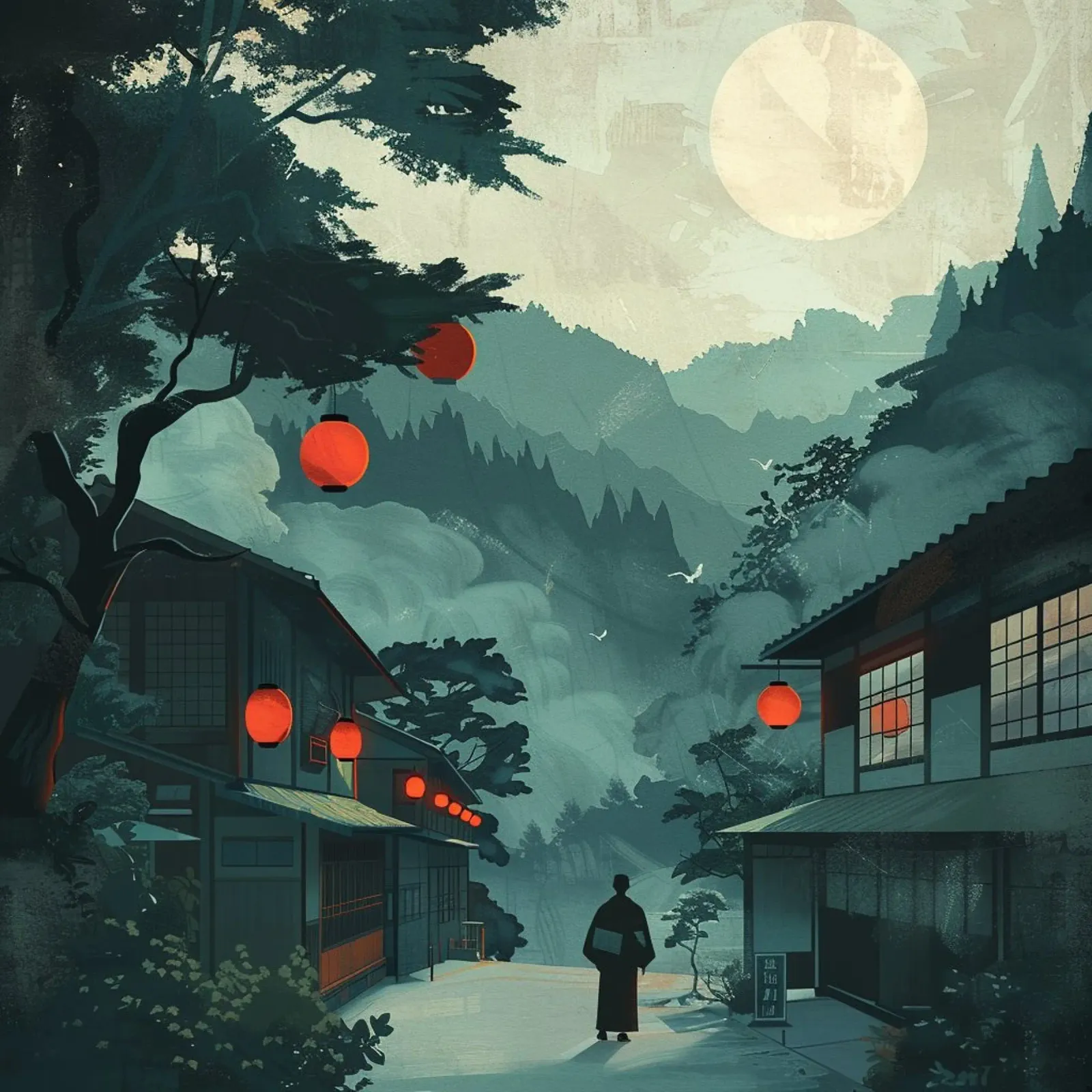 Traditional street in Japan poster with plastic frame by pixel