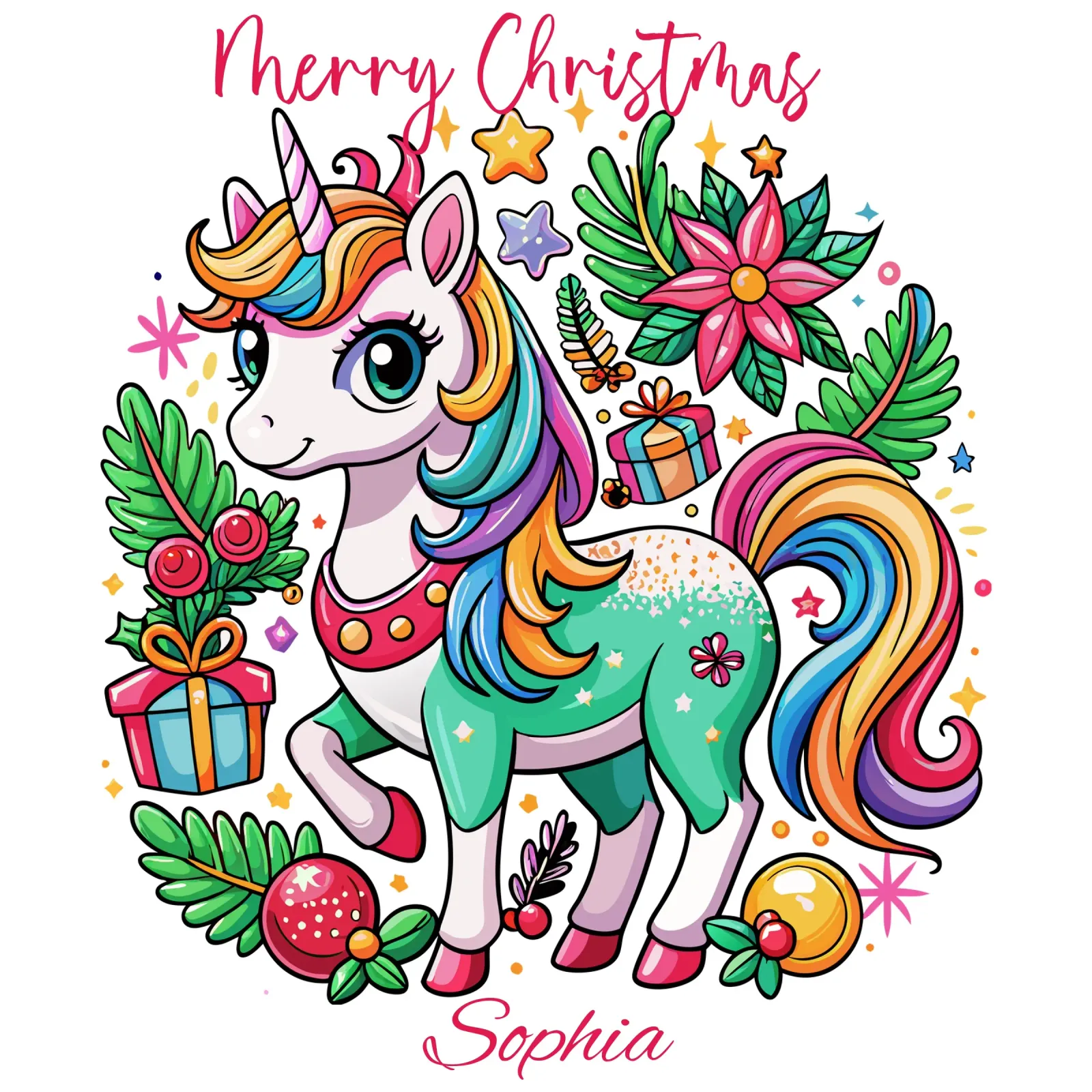 Magical Christmas Cute Unicorn - Add Custom Event and Name hahnemühle by Artnesia