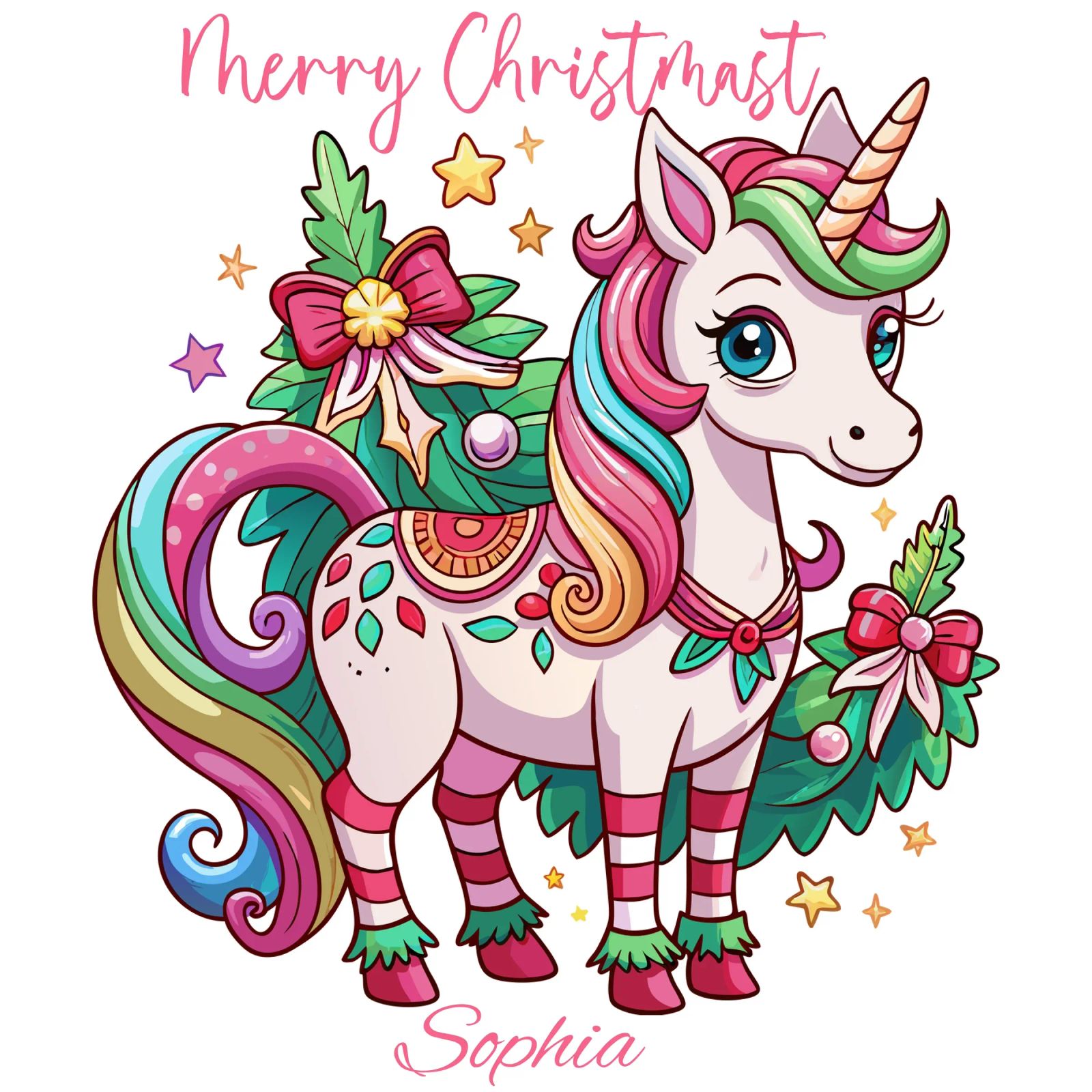 Magical Christmas Cute Unicorn - Add Custom Event and Name Leinwand von Artnesia