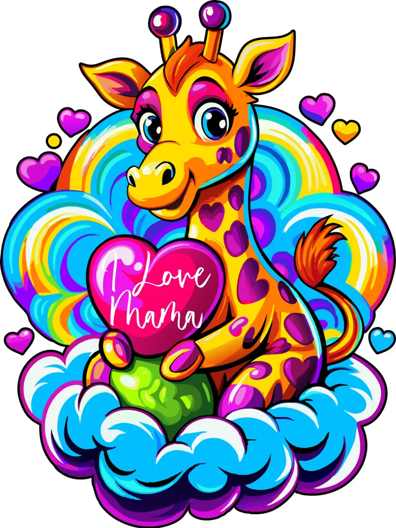 Oreiller en forme de girafe serrant un coeur sur un nuage - Ajouter un produit personnalisé plexiglas de Artnesia