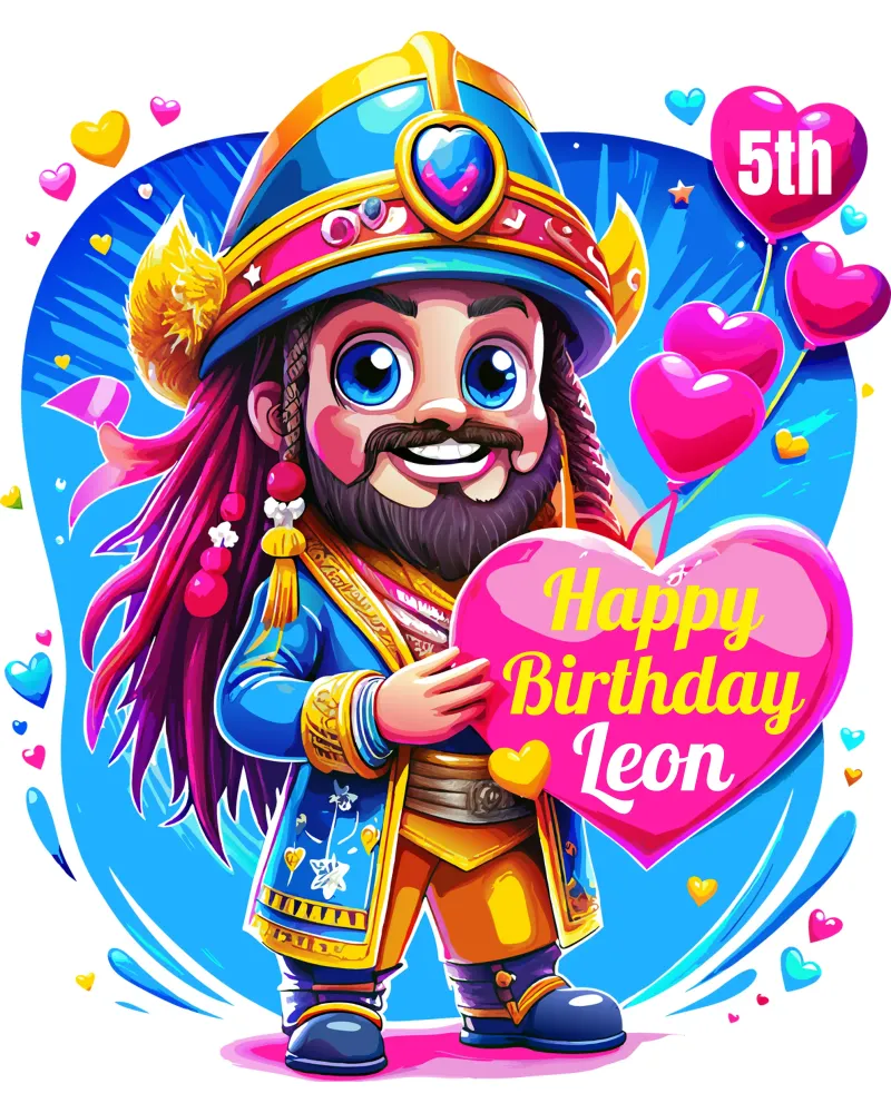 Cartello con palloncini a forma di cuore del Capitano Pirata per bambini Personalizzato poster con telaio in plastica da Artnesia