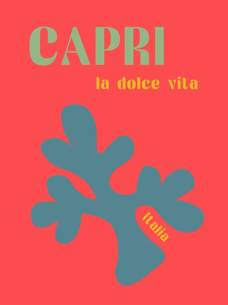 Capri Italy Love poster with wooden frame by Carinaprint