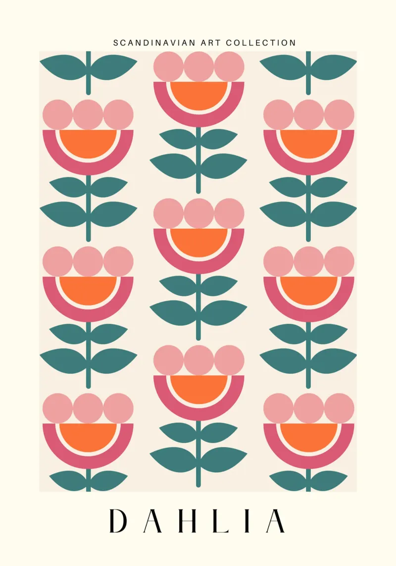 Dahlia - Simmetria floreale nordica poster da Studio Mooodz